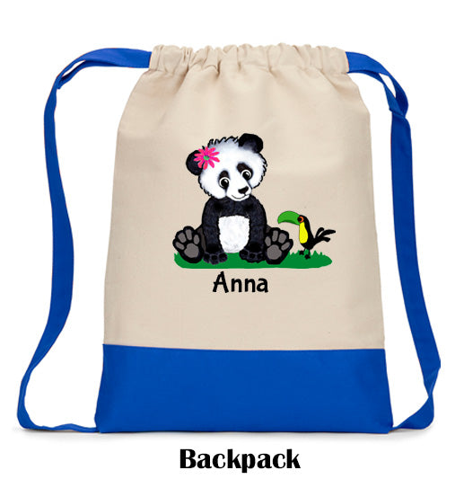 Girl Panda Drawstring Backpack