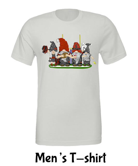 Black & Red Football Gnomes on Men's T-shirt (similar to Tampa Bay)