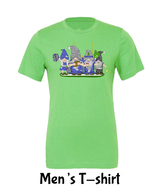 Pacific Blue & Navy Football Gnomes on Men's T-shirt (similar to Seattle)