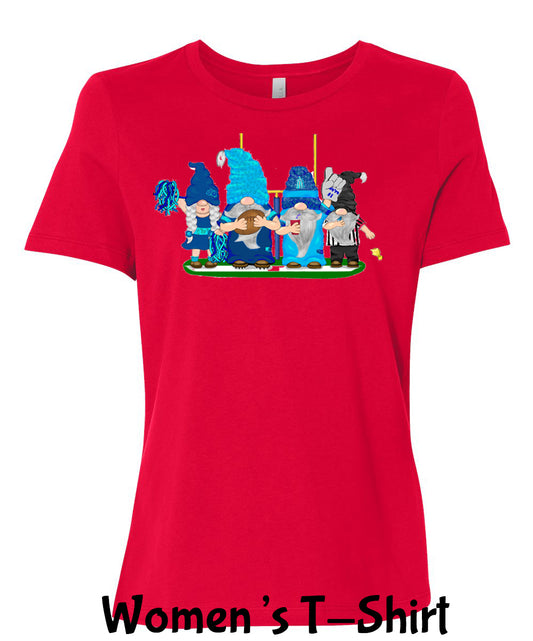 Navy & Blue Football Gnomes on Women's T-shirt (similar to Tennessee)