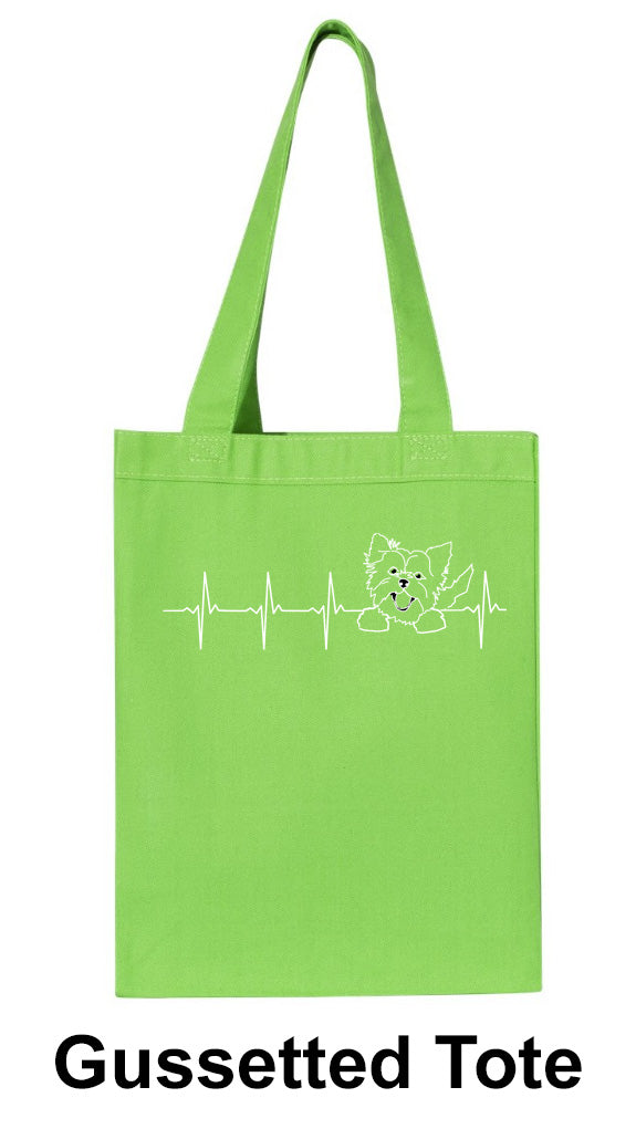 Yorkshire Terrier Heartbeat on Gussetted Tote
