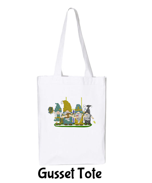 Teal & Gold Football Gnomes  (similar to Jacksonville) on Gusset Tote