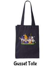 Load image into Gallery viewer, Orange &amp; Navy Football Gnomes  (similar to Denver) on Gusset Tote

