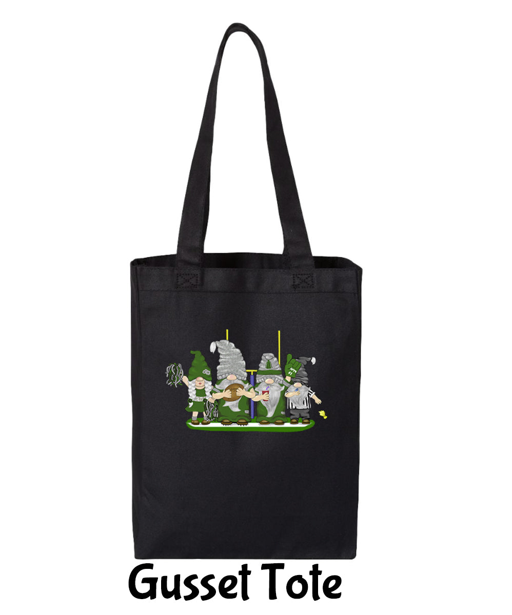 Green & Silver Football Gnomes  (similar to Philadelphia) on Gusset Tote