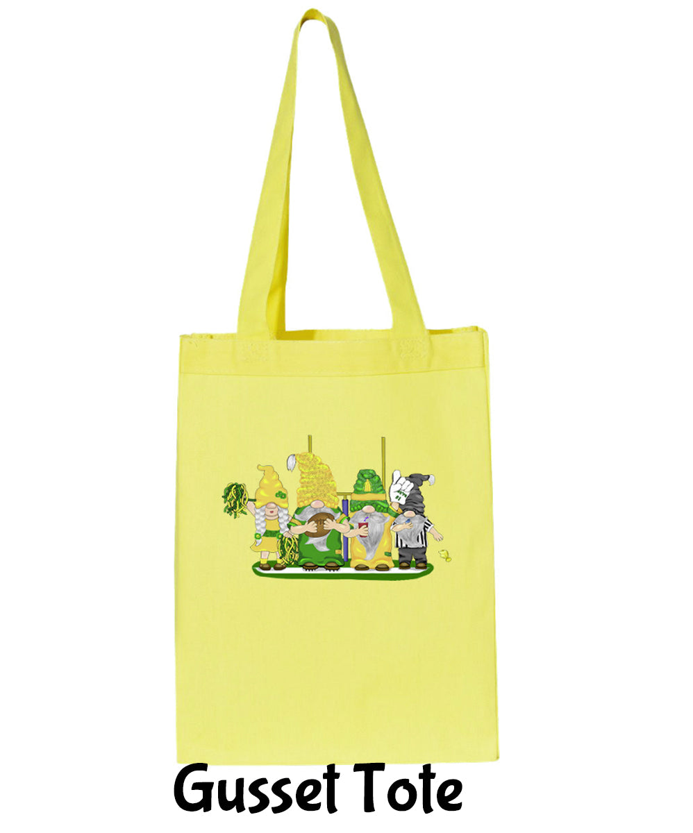 Green & Yellow Football Gnomes  (similar to Eugene) on Gusset Tote