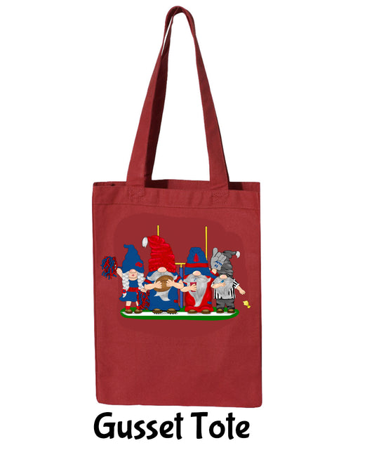 Navy & Red Football Gnomes  (similar to New England) on Gusset Tote