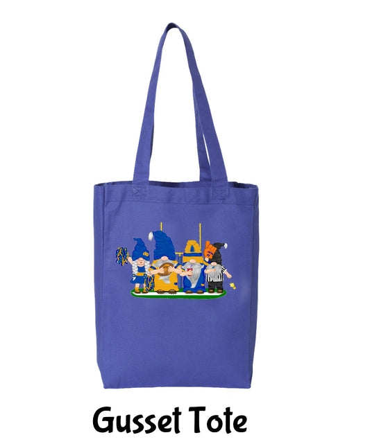 Blue & Gold Football Gnomes  (similar to LA) on Gusset Tote