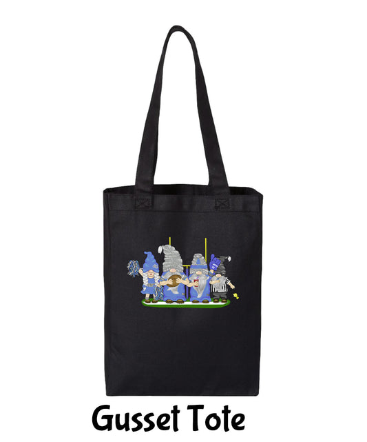 Blue & Silver Football Gnomes  (similar to Detroit) on Gusset Tote
