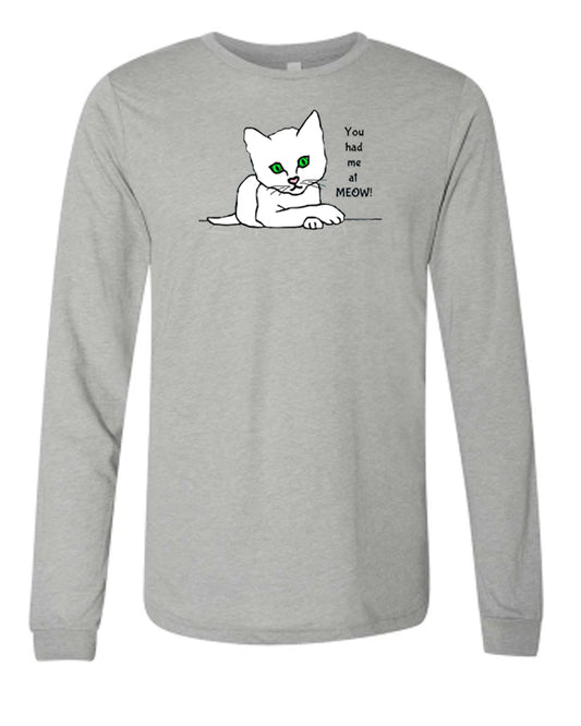 Men's Long Sleeve T-shirt with White Cat images