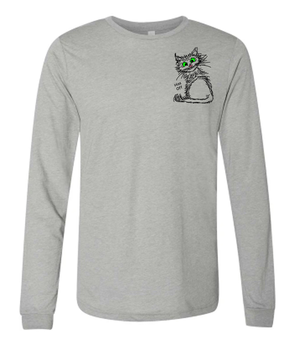 Black Hiss Off Cat on Men's Long Sleeve T-shirt chest