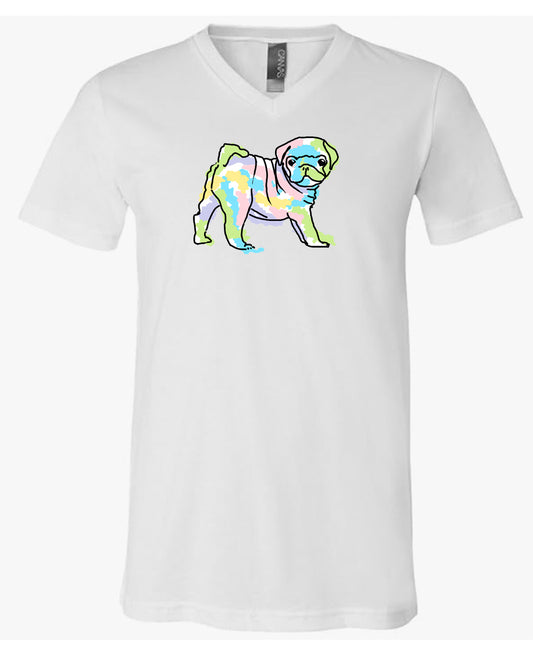 Pug on Men's V Neck T-shirt