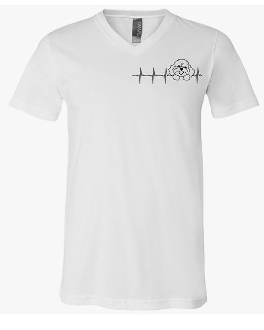 Bichon Heartbeat on Men's V Neck T-shirt