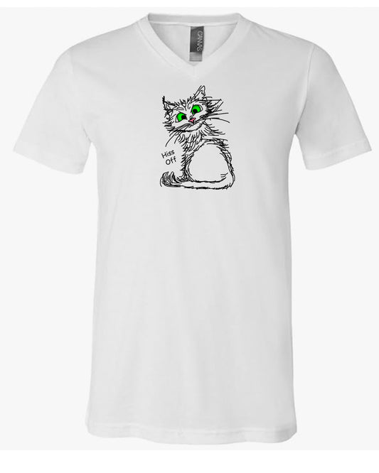 Black Hiss Off Cat on Men's V Neck T-shirt