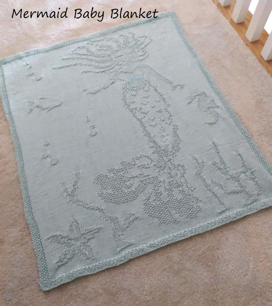 Mermaid in the Sea Baby Blanket (Knitting Pattern)