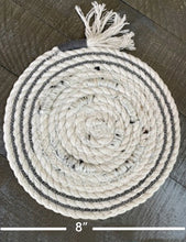 Load image into Gallery viewer, Mixed Textile Trivet (rope, yarn, leather)
