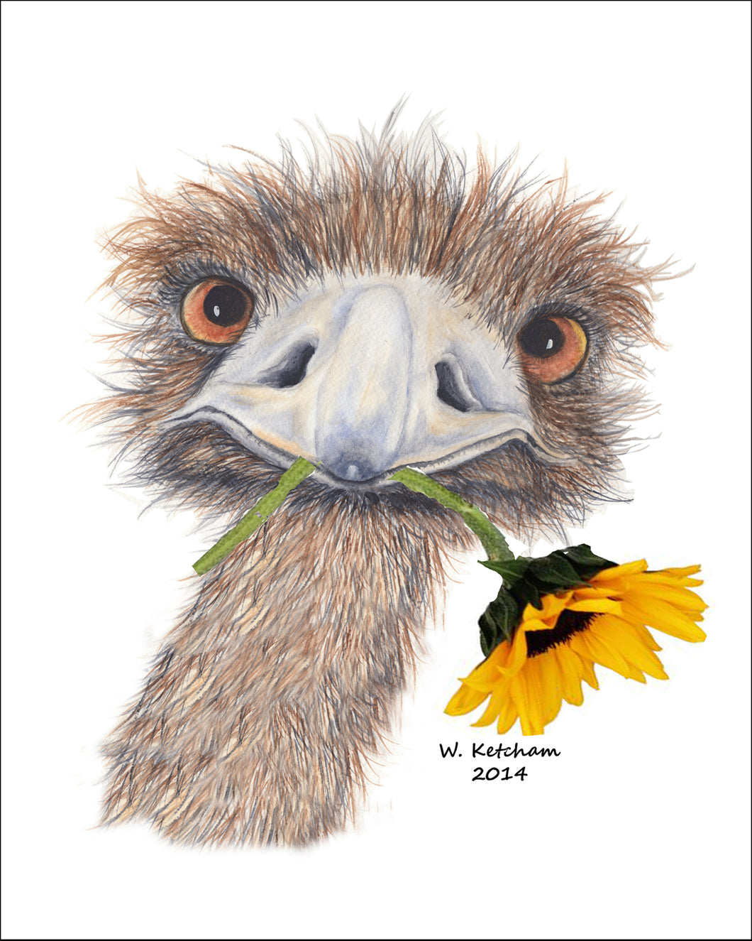 Ostrich and flower