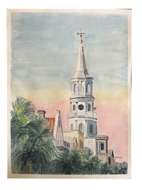 St Michaels Church Charleston, SC  Watercolor