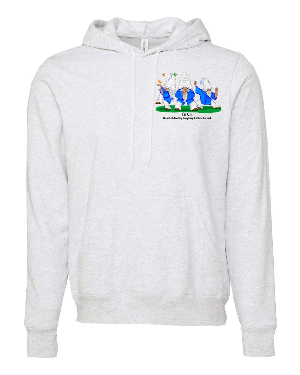 Tai Chi Gnomes on Unisex Hoodie chest