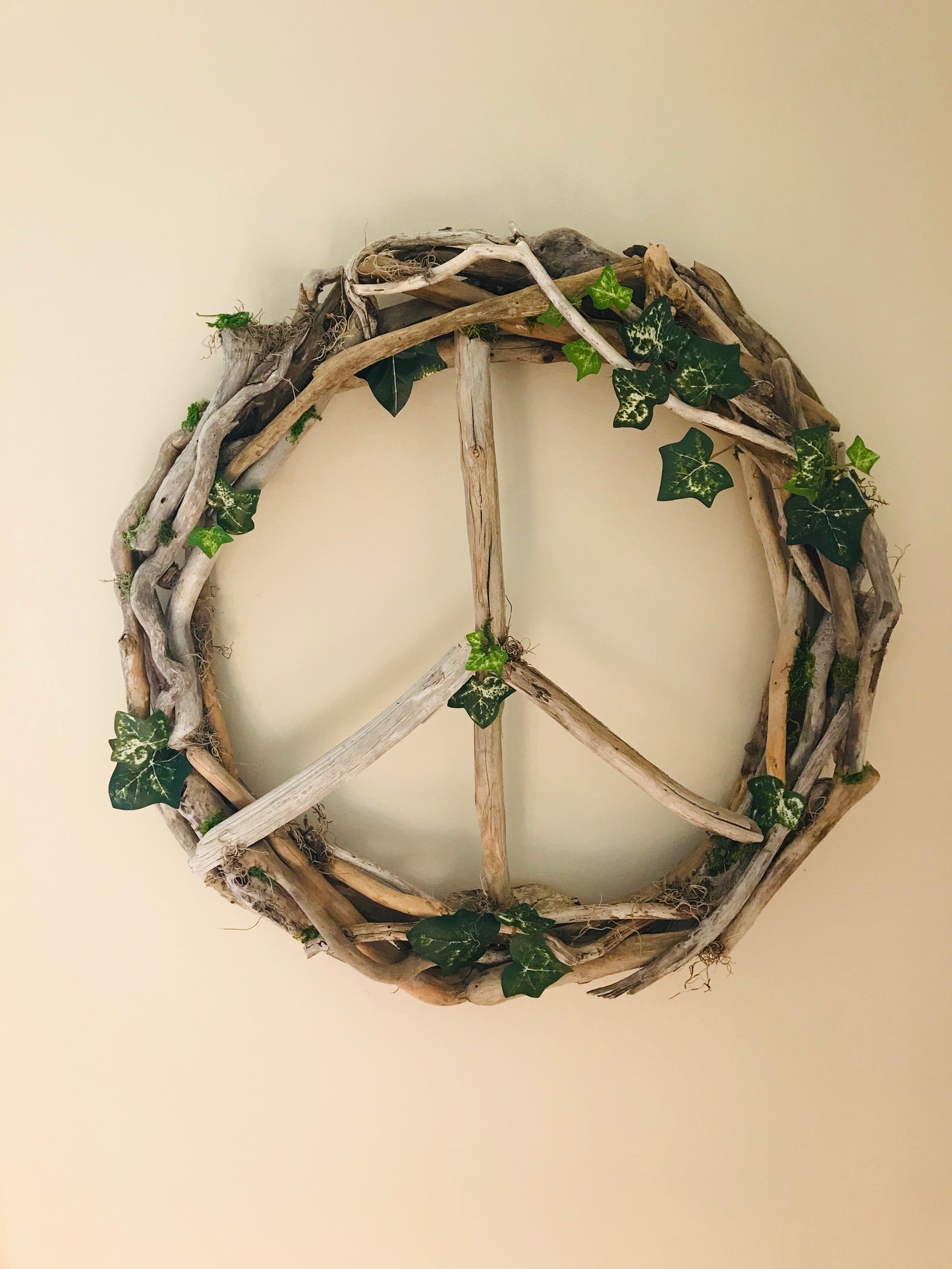 Driftwood Peace Wreath with Ivy