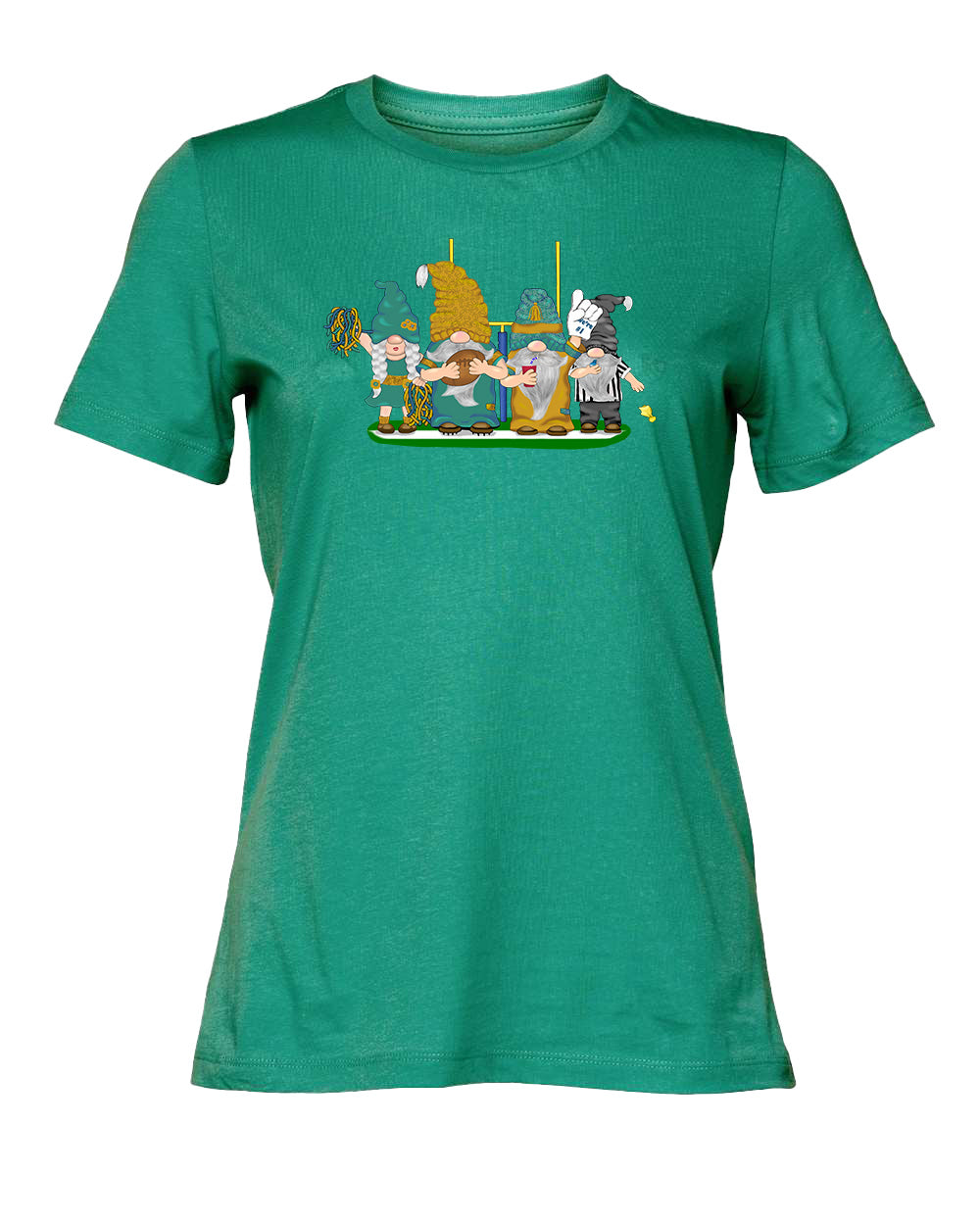 Teal & Gold Football Gnomes on Women's T-shirt (similar to Jacksonville)