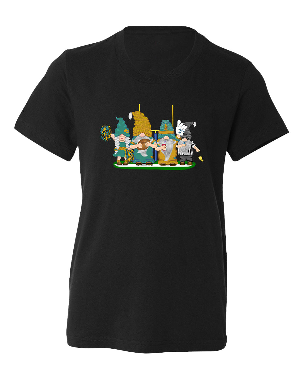 Teal & Gold Football Gnomes  (similar to Jacksonville) on Kids T-shirt