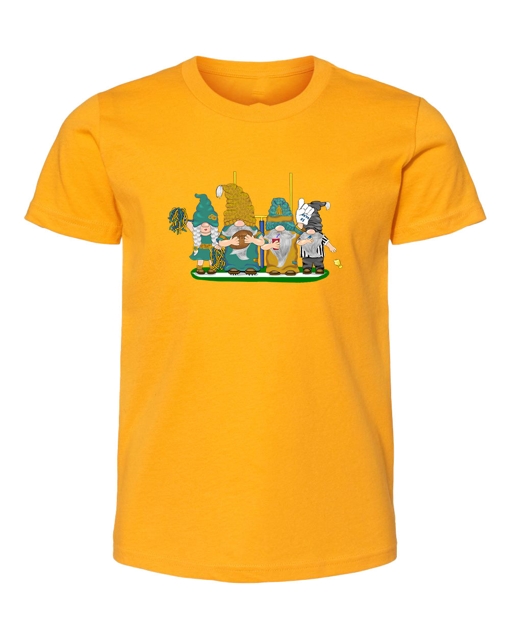 Teal & Gold Football Gnomes  (similar to Jacksonville) on Kids T-shirt