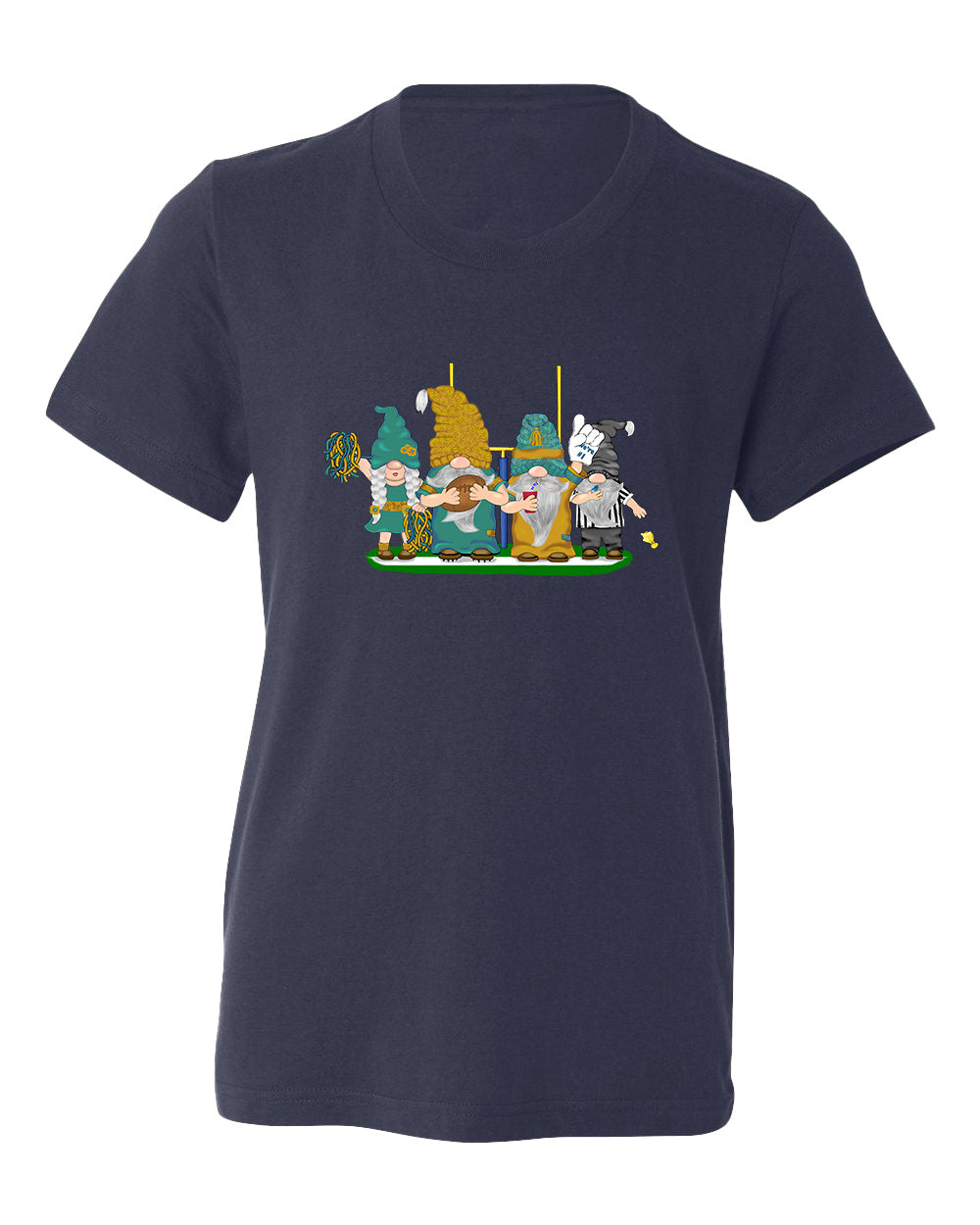 Teal & Gold Football Gnomes  (similar to Jacksonville) on Kids T-shirt