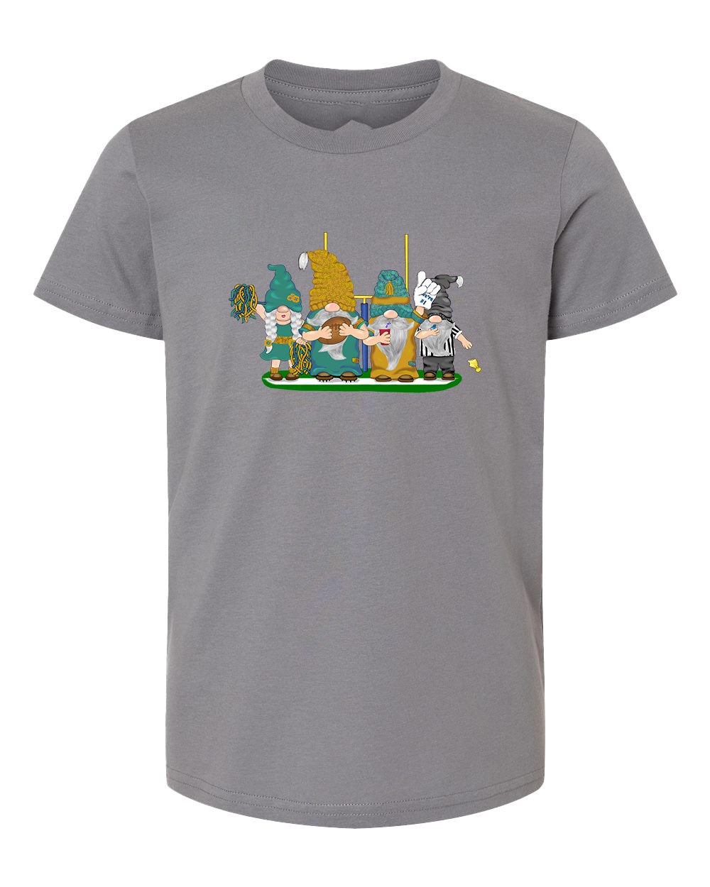 Teal & Gold Football Gnomes  (similar to Jacksonville) on Kids T-shirt