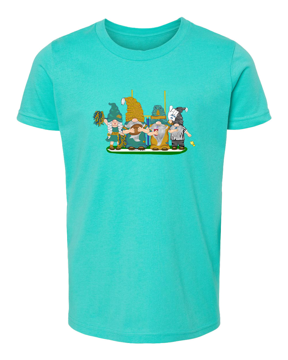 Teal & Gold Football Gnomes  (similar to Jacksonville) on Kids T-shirt