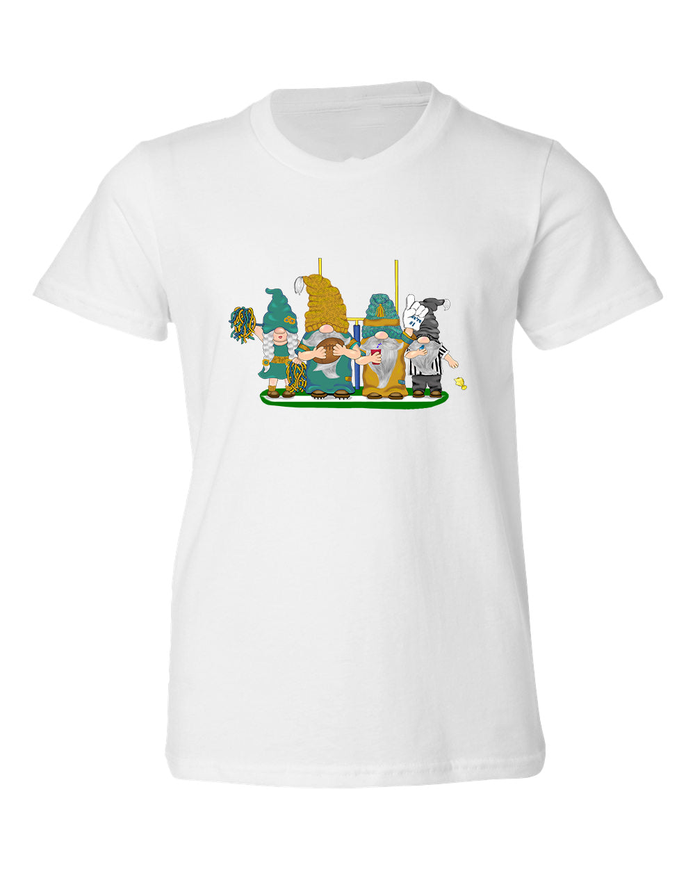 Teal & Gold Football Gnomes  (similar to Jacksonville) on Kids T-shirt