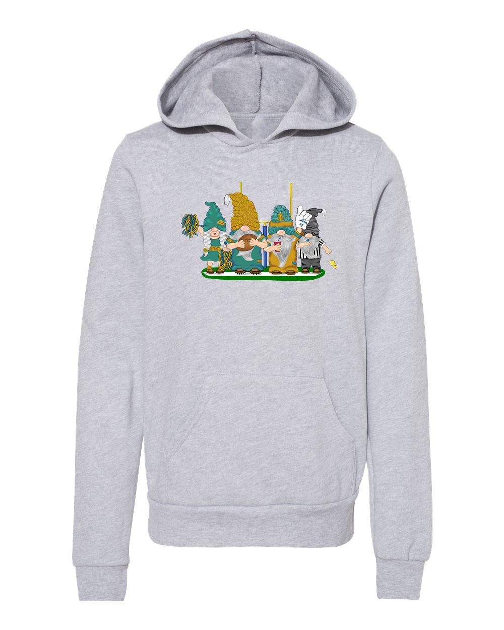 Teal & Gold Football Gnomes  (similar to Jacksonville) on Kids Hoodie