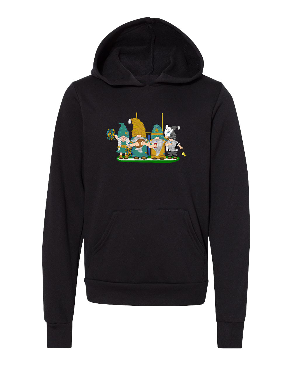 Teal & Gold Football Gnomes  (similar to Jacksonville) on Kids Hoodie