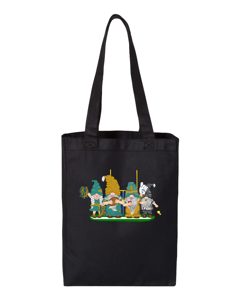 Teal & Gold Football Gnomes  (similar to Jacksonville) on Gusset Tote