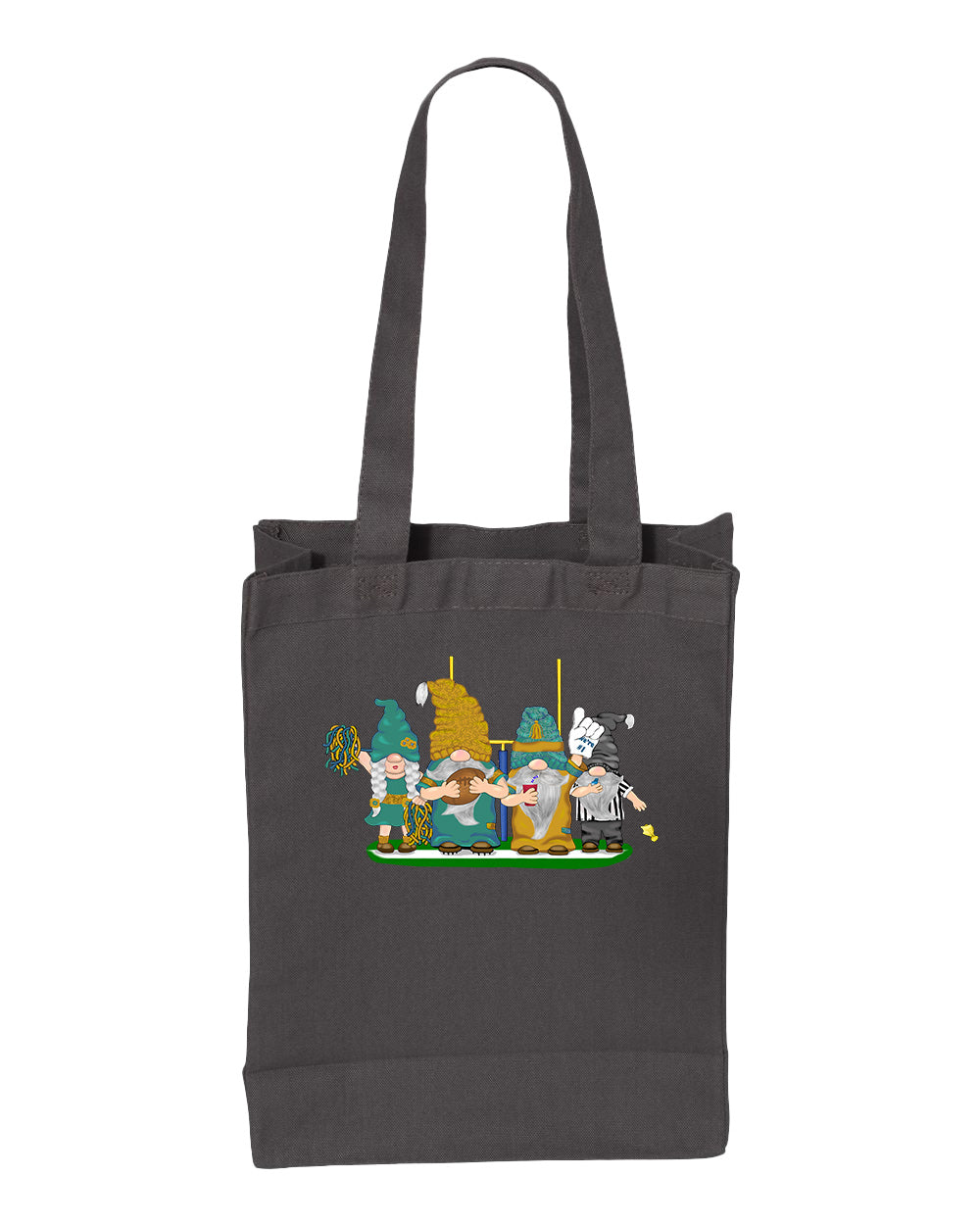 Teal & Gold Football Gnomes  (similar to Jacksonville) on Gusset Tote