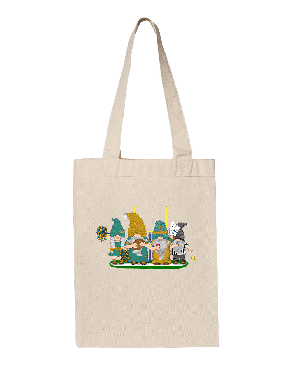 Teal & Gold Football Gnomes  (similar to Jacksonville) on Gusset Tote