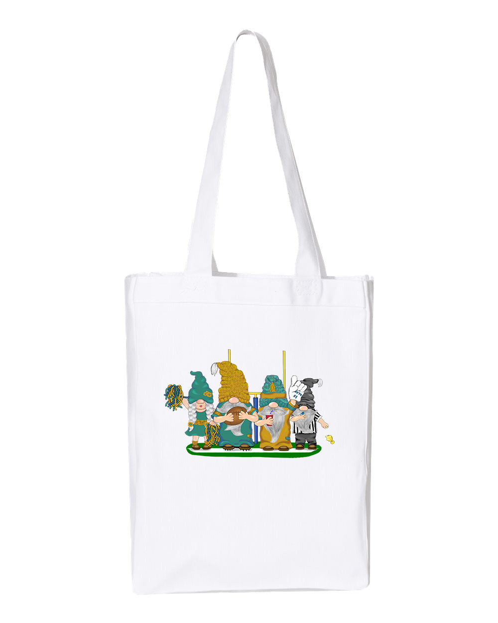 Teal & Gold Football Gnomes  (similar to Jacksonville) on Gusset Tote