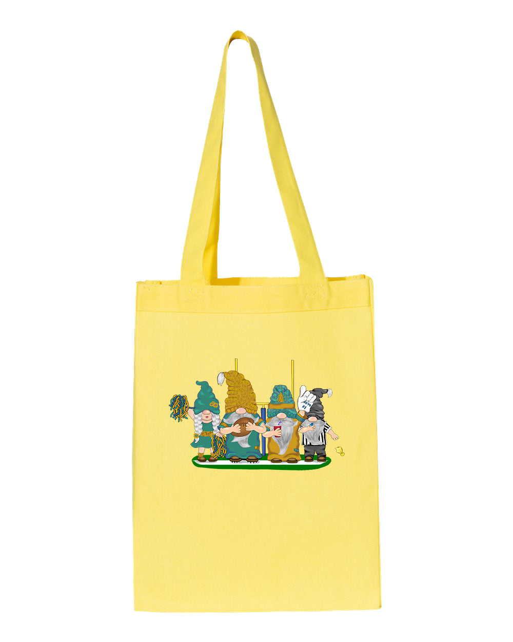 Teal & Gold Football Gnomes  (similar to Jacksonville) on Gusset Tote