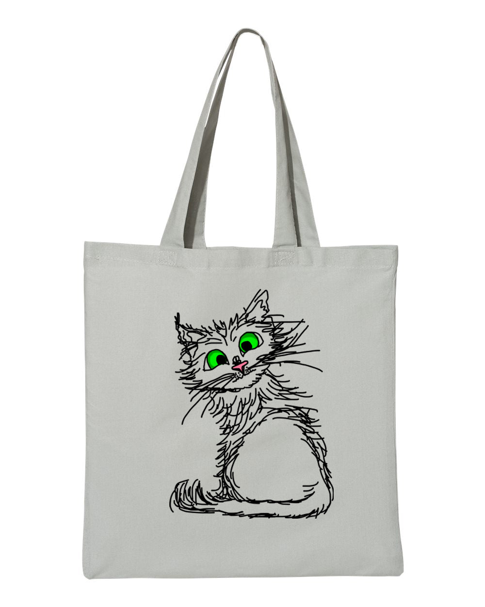 Black Scribble Cat on Tote