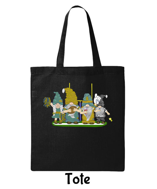 Teal & Gold Football Gnomes  (similar to Jacksonville) on Tote