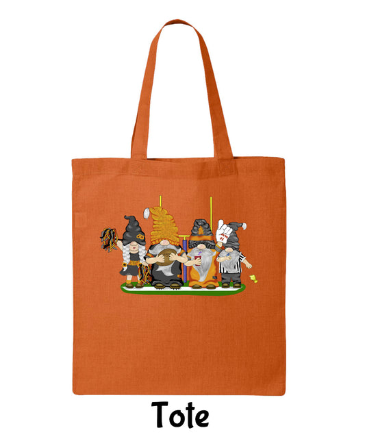 Orange & Brown Football Gnomes  (similar to Cleveland) on Tote