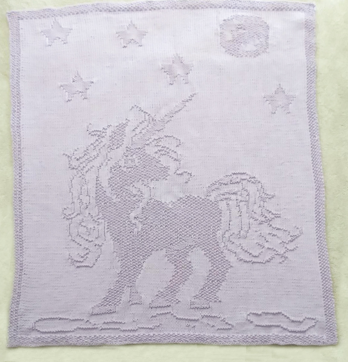 Unicorn in the Moonlight Baby Blanket (Knitting pattern)