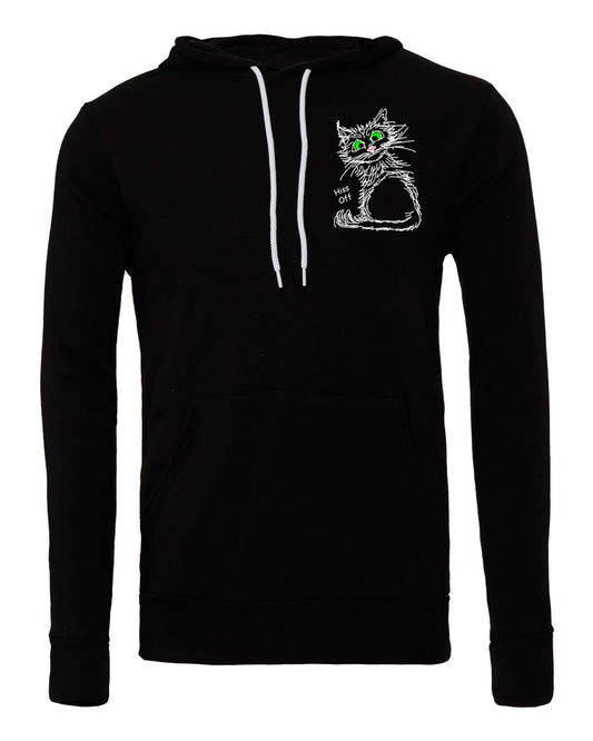 White Hiss Off Cat on Unisex Hoodie chest