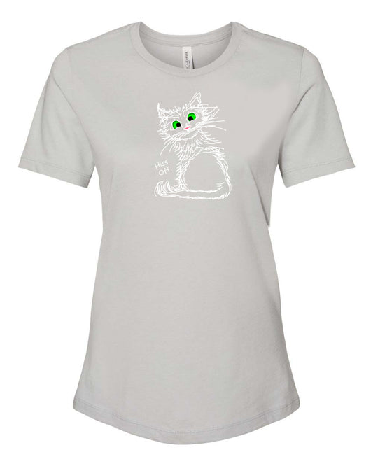 White Hiss Off Cat on Women's T-shirt