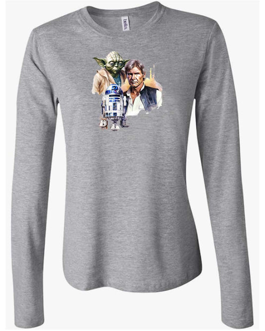 Women's Long Sleeve T-shirt with Star Wars Images