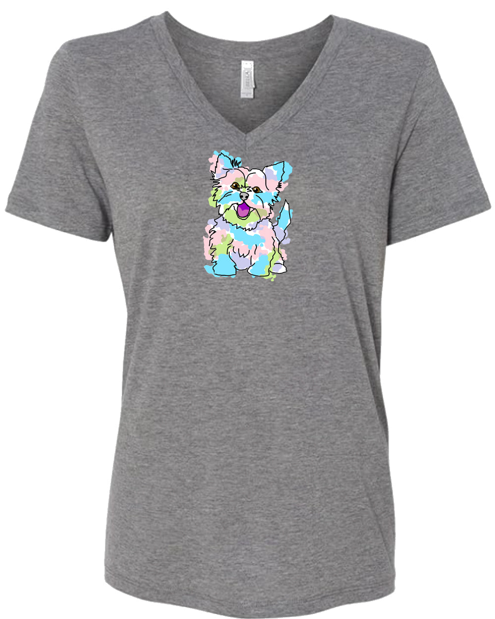 Yorkie on Women's V Neck T-shirt