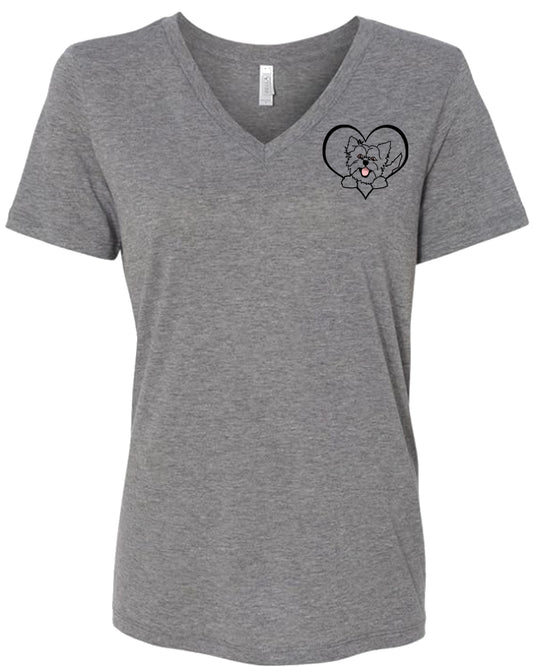 Women's V-neck T-shirt with Heartbeats