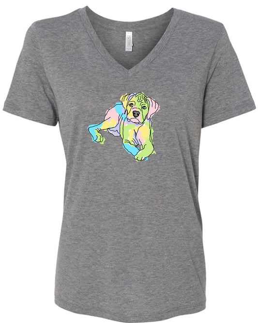 Boxer on Women's V Neck T-shirt