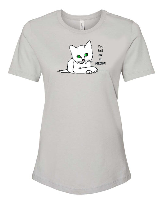Women's T-shirt with White Cat images