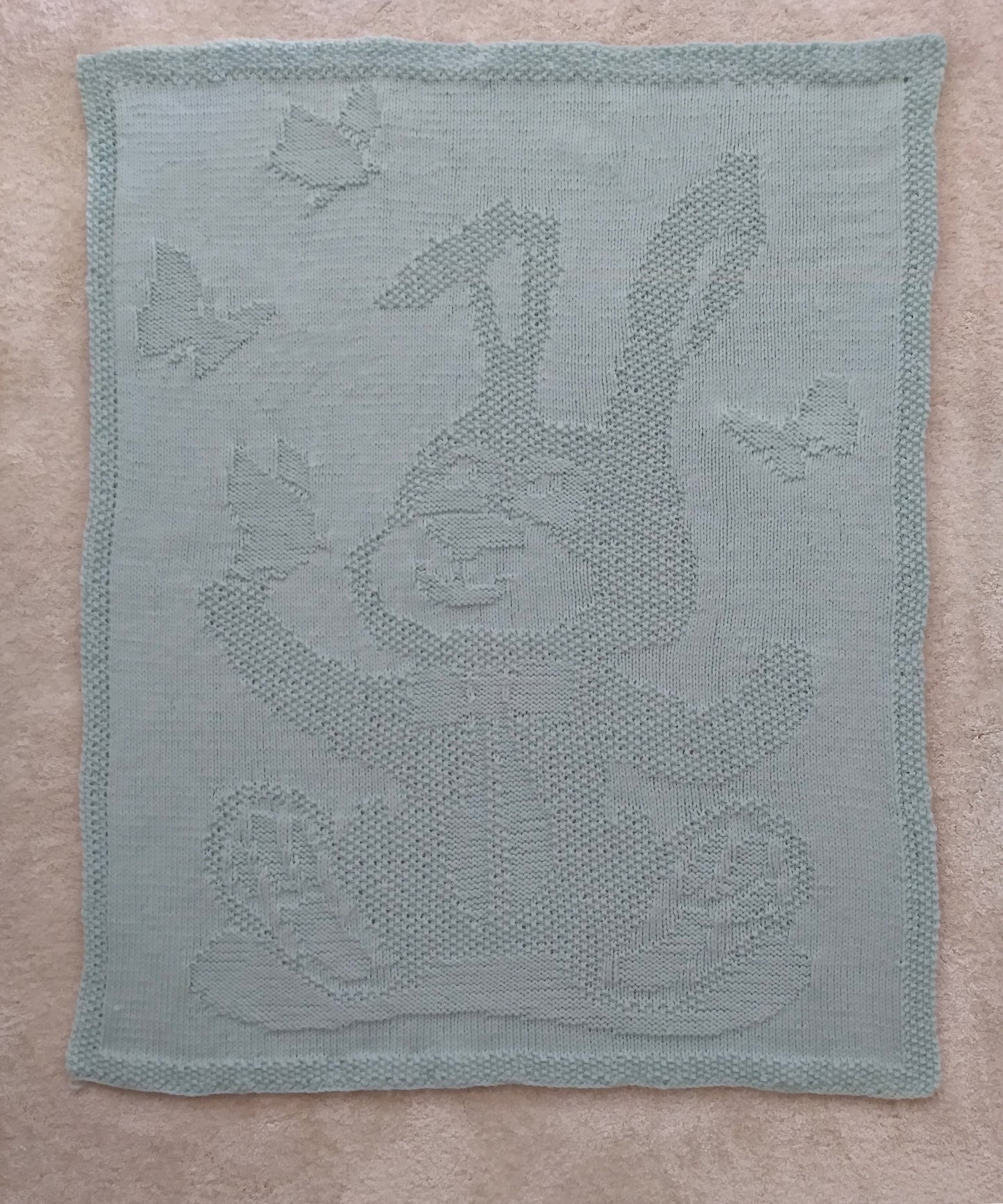 Bunny and Butterflies Baby Blanket Knitting Pattern