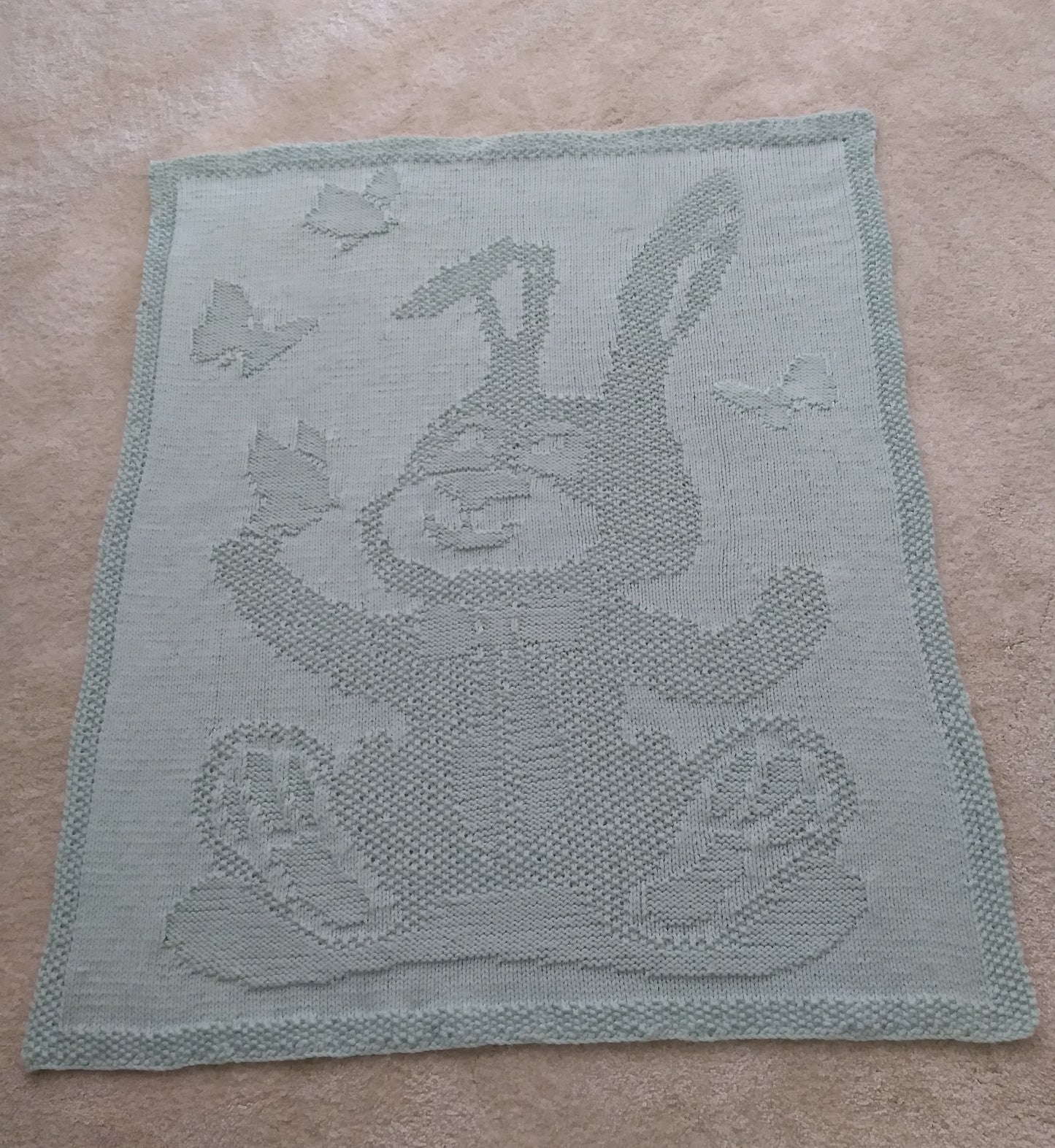 Bunny and Butterflies Baby Blanket Knitting Pattern
